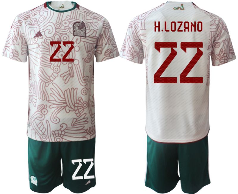 Men 2022 World Cup National Team Mexico away white #22 Soccer Jerseys->mexico jersey->Soccer Country Jersey